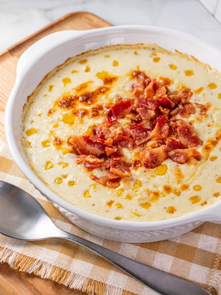 Baked Cream Cheese Corn with Crumbled Bacon