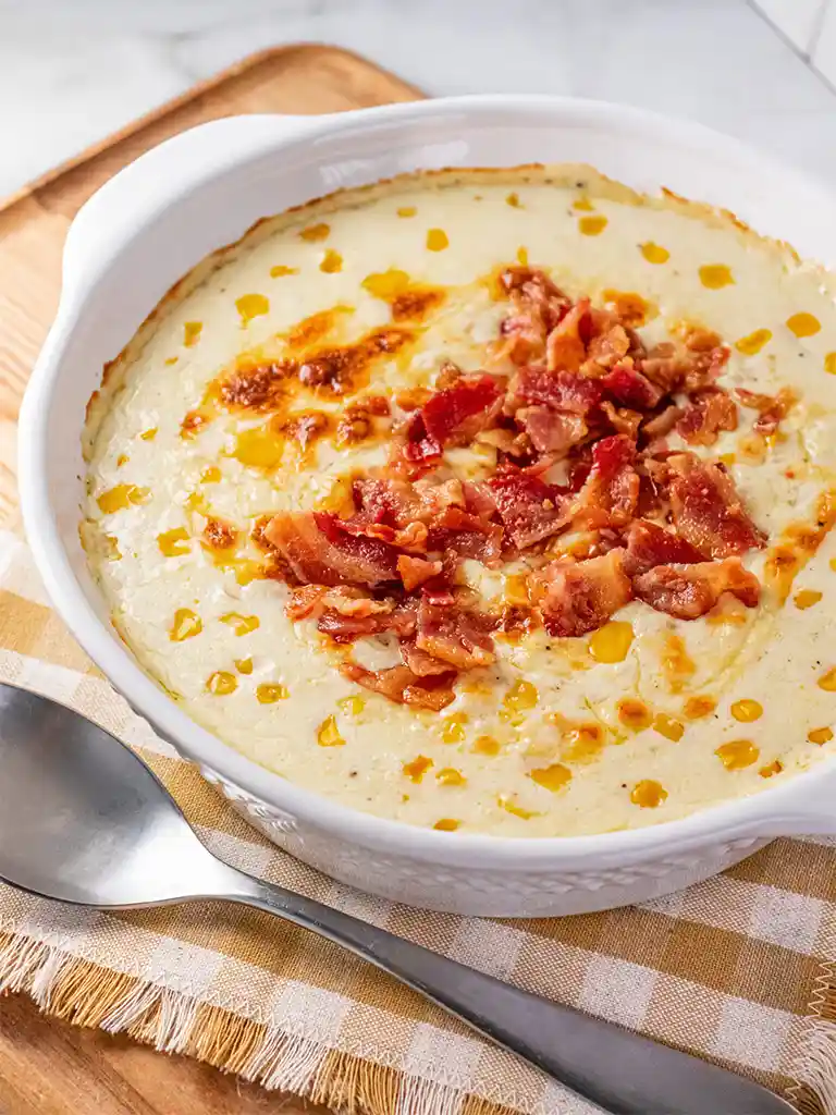 
 Baked Cream Cheese Corn with Crumbled Bacon 
