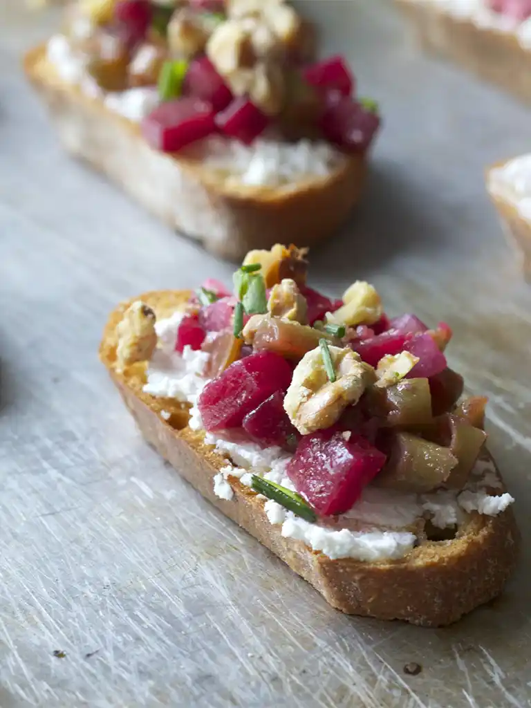 Beet and Bean Salad Crostini