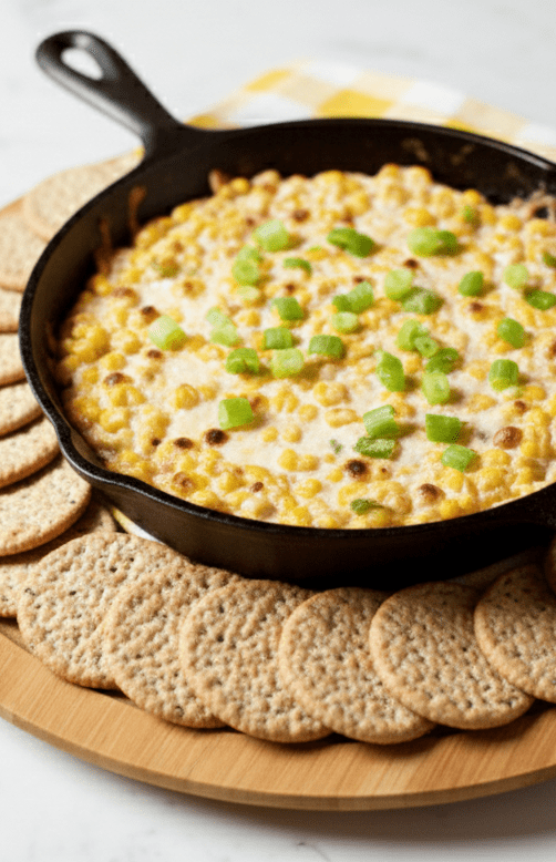 smoky skillet creamy cheesy corn dip made with canned corn