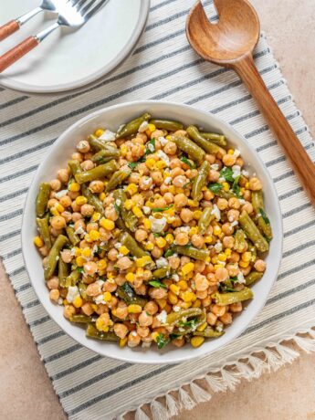 canned corn canned green beans garbanzo bean salad