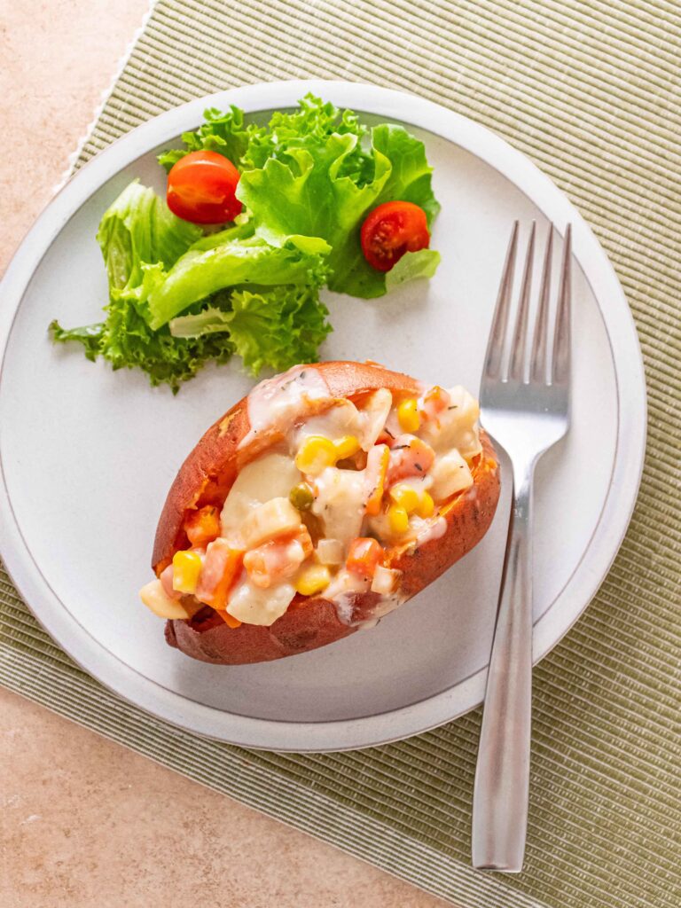 Creamy Vegetable-Stuffed Sweet Potatoes