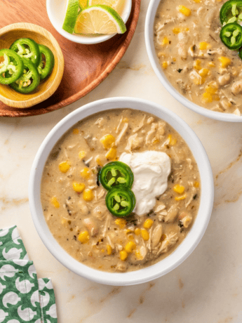 White chicken chili recipe made with canned corn
