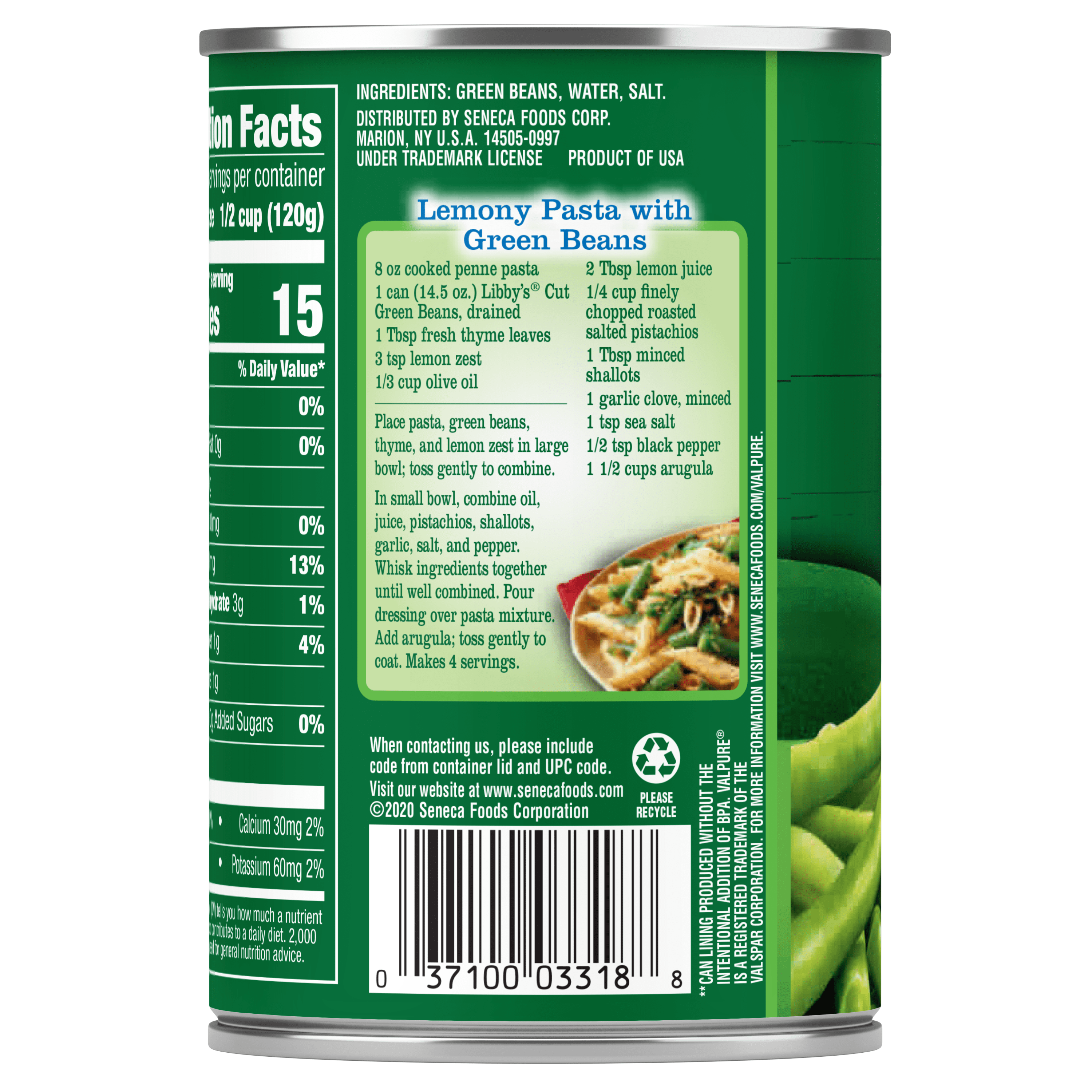 Canned Green Beans Ingredient statement and Recipe