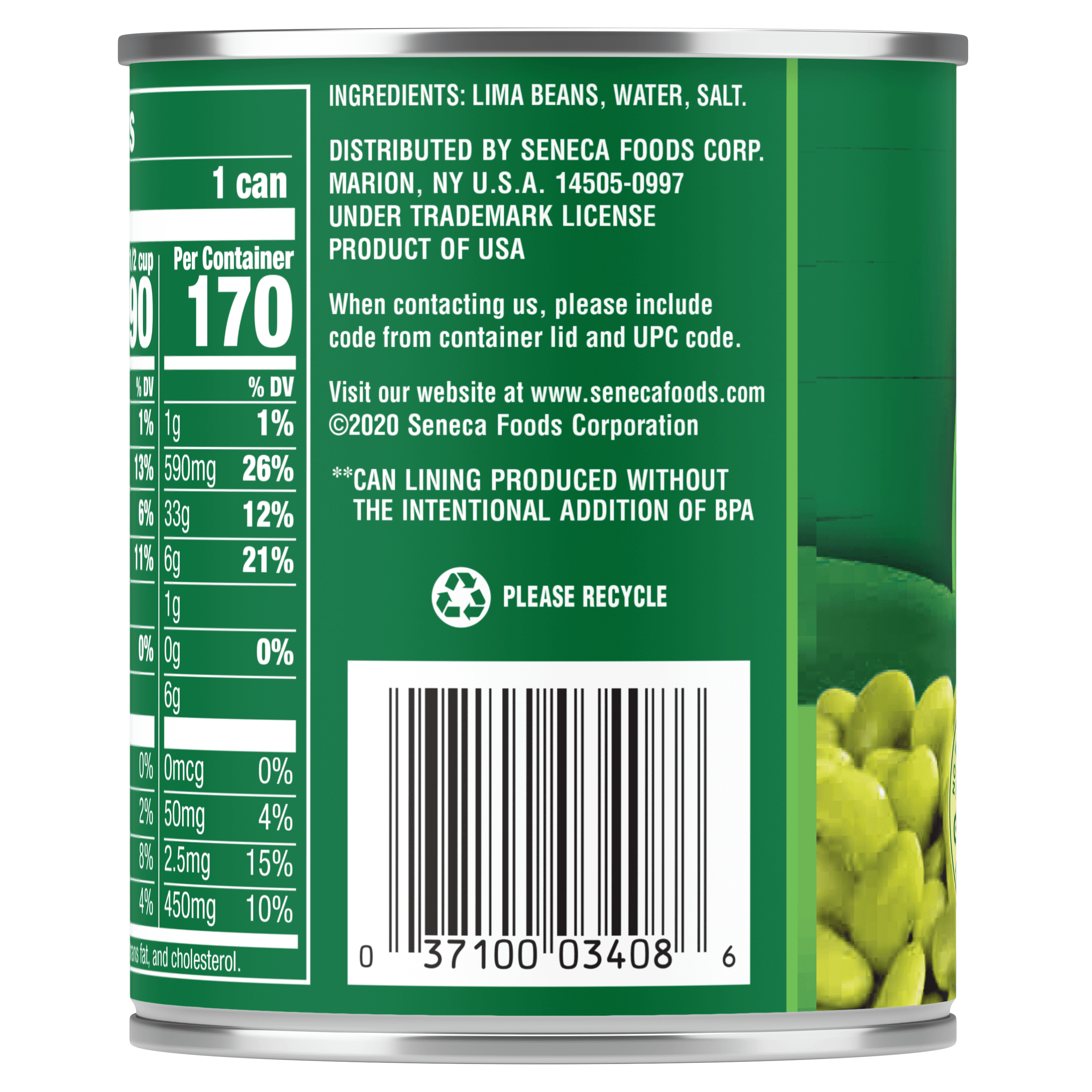 Lima Beans, 8.5 oz. Easy-Open Can