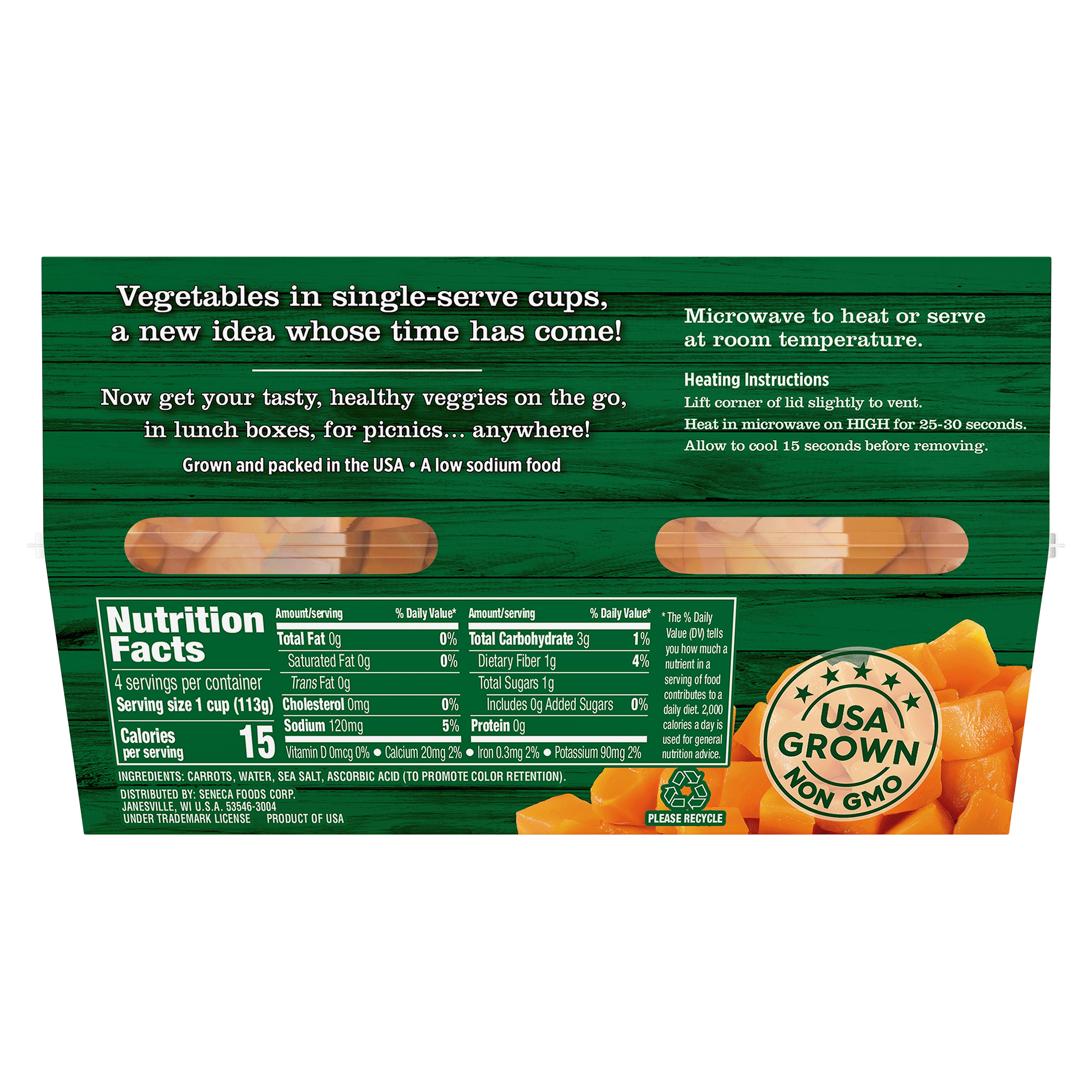 Diced Carrots, 4 oz. Cups, 4-Pack