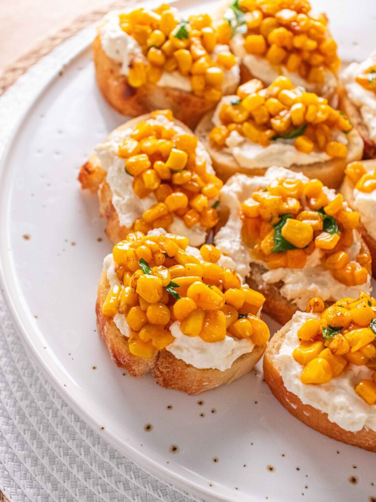Whipped Feta and Corn Crostini