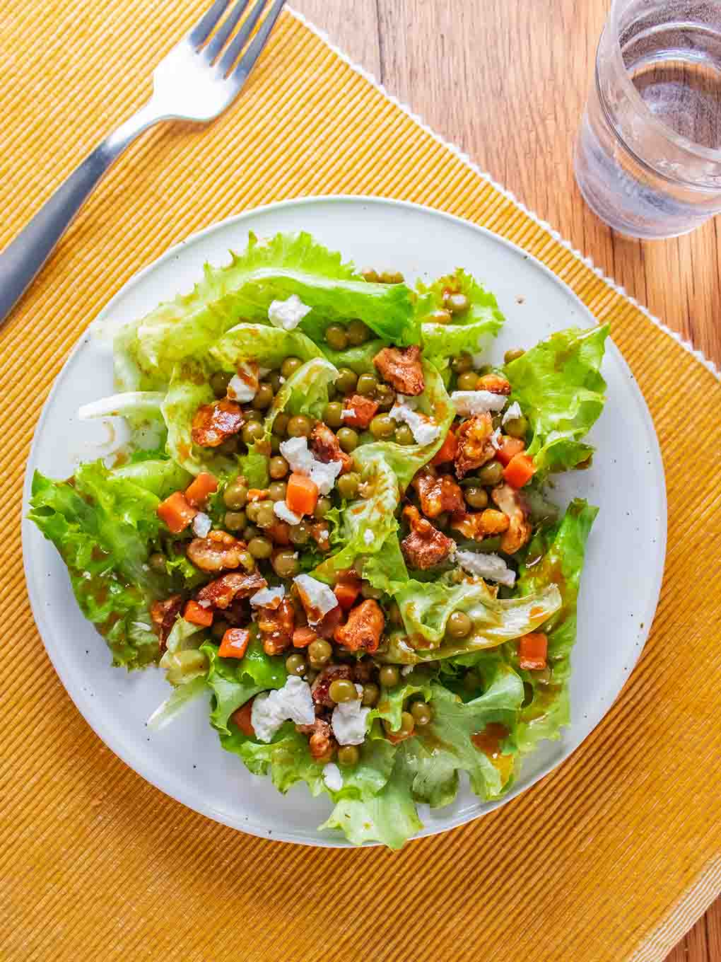 Peas, Carrots & Candied Walnut Salad