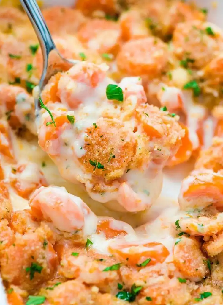 Cheesy Carrot Casserole with Bread Crumb Topping