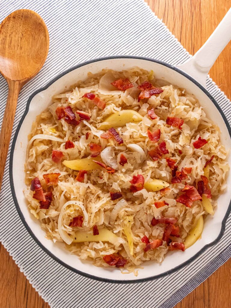 Braised Sauerkraut with Apples and Crispy Bacon