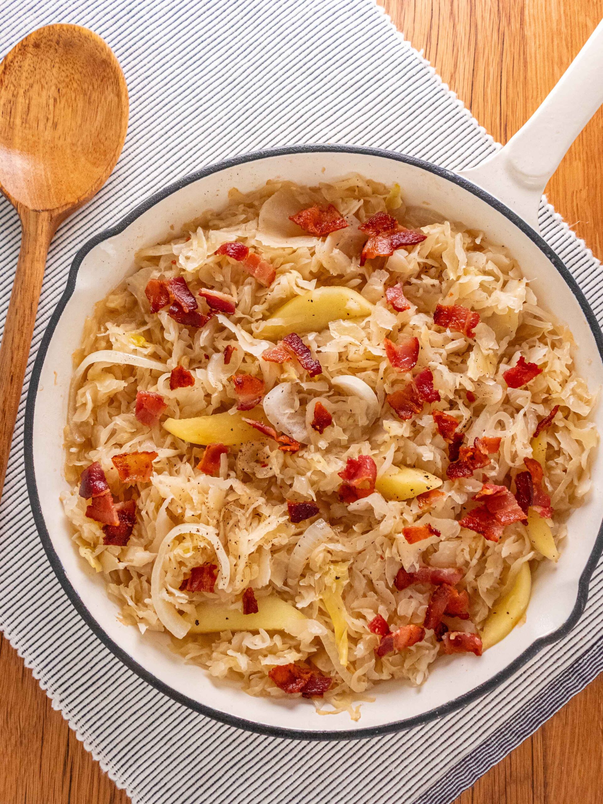 Braised Sauerkraut with Apples and Crispy Bacon