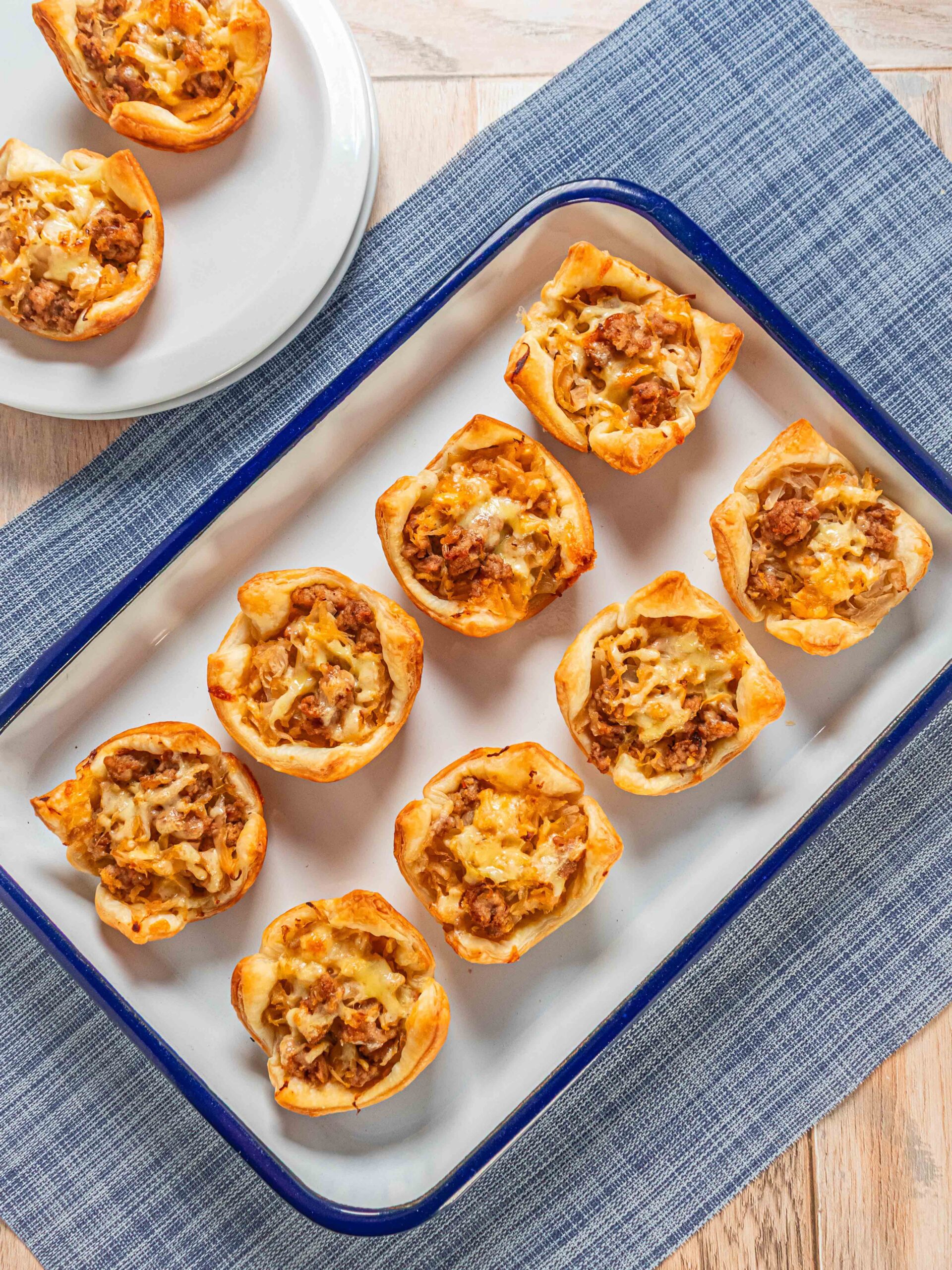 sausage Reuben puffs