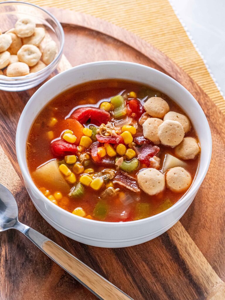 Hearty Manhattan Clam and Corn Chowder