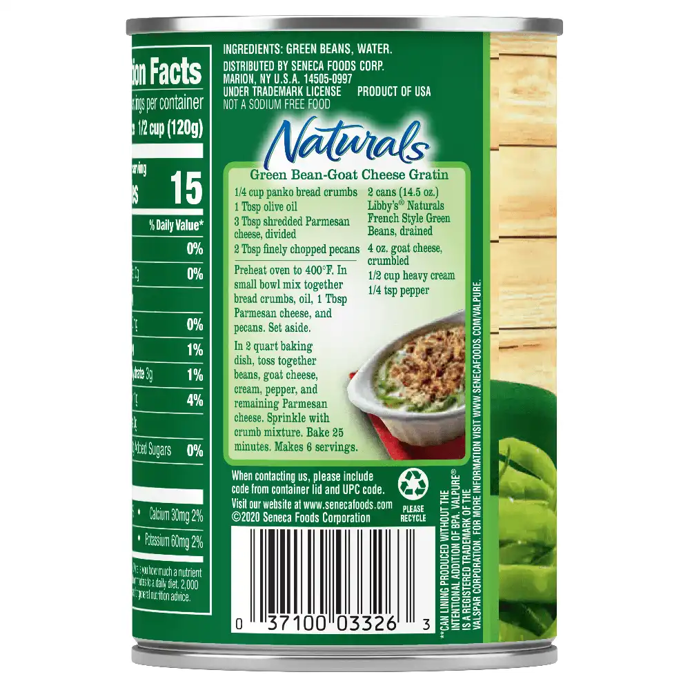 Naturals French Style Green Beans, 14.5 oz.