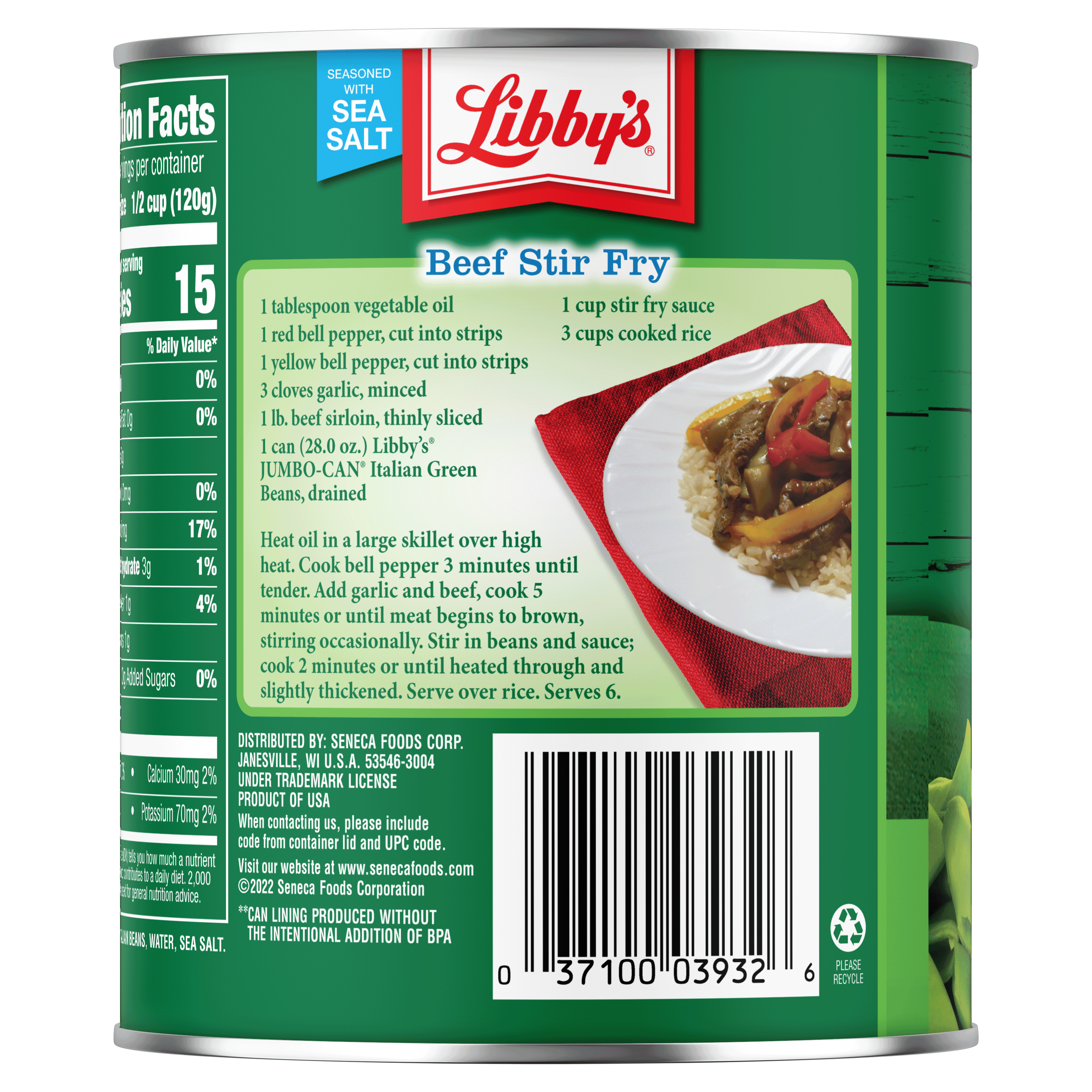 Italian Cut Green Beans, 28 oz. Jumbo-Can