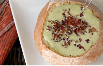 Mini Pea Soup Bread Bowls