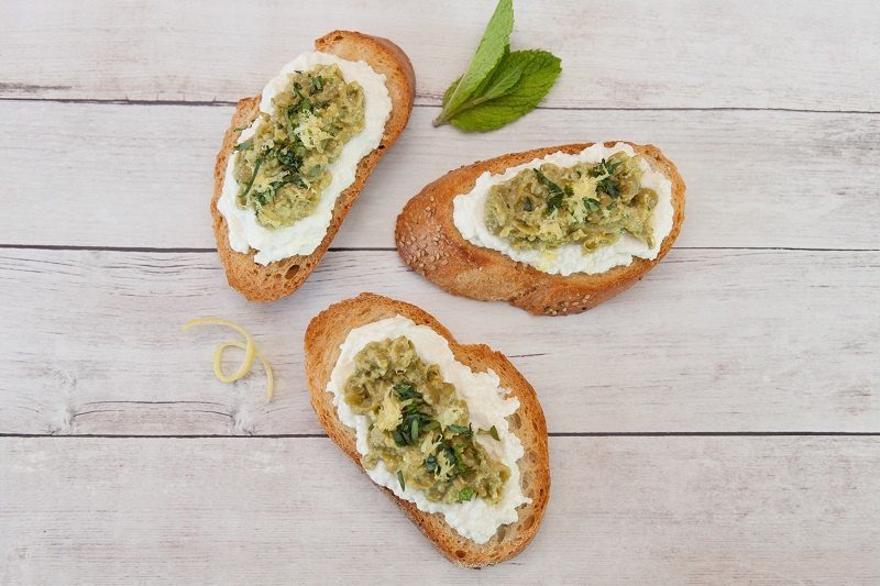 Peas & Ricotta Crostini