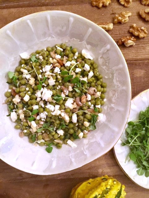 Sauteed Peas with Honey and Feta