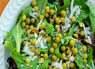warm-baby-green-salad-peas-pistachios-pecorino