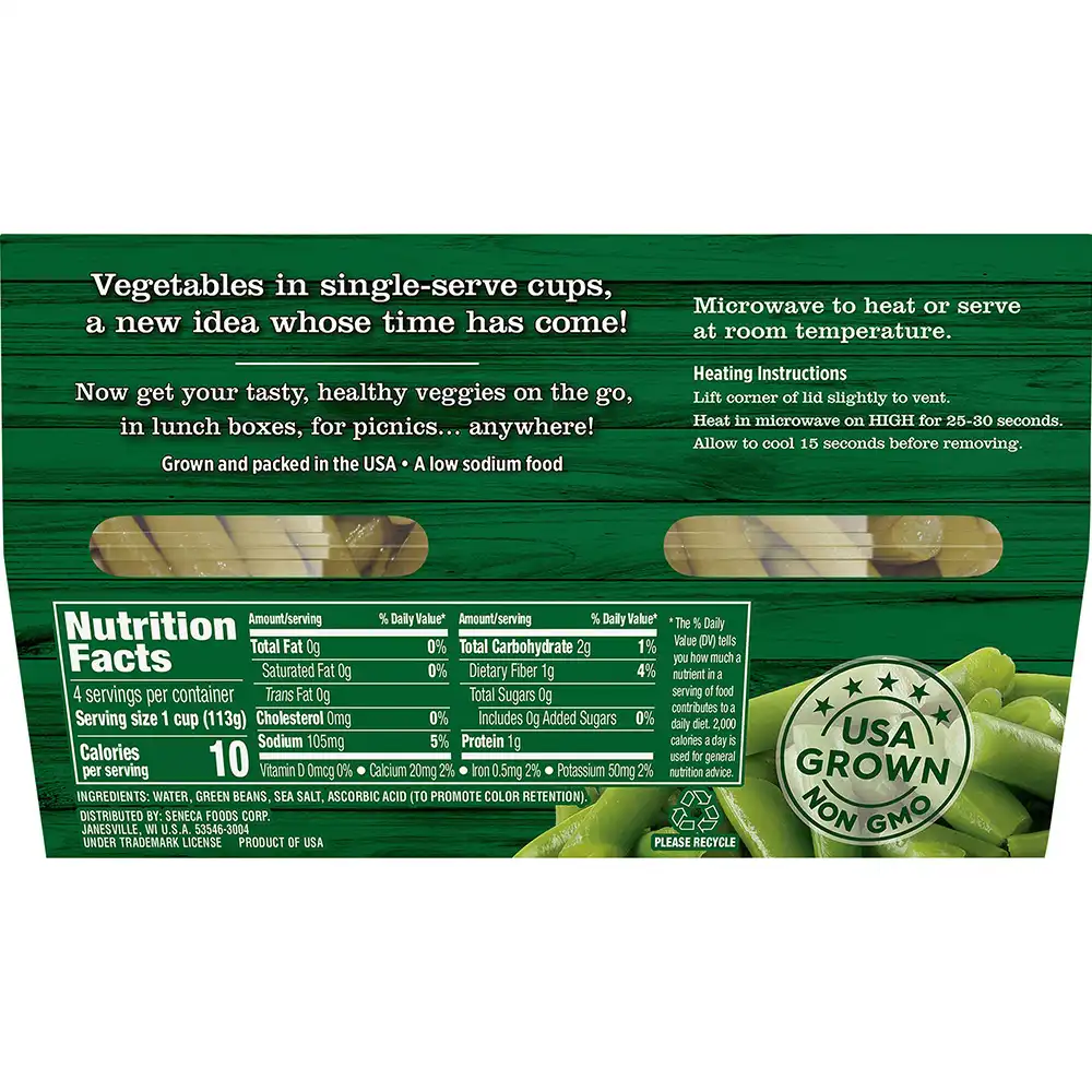Cut Green Beans, 4 oz. Cups, 4-Pack
