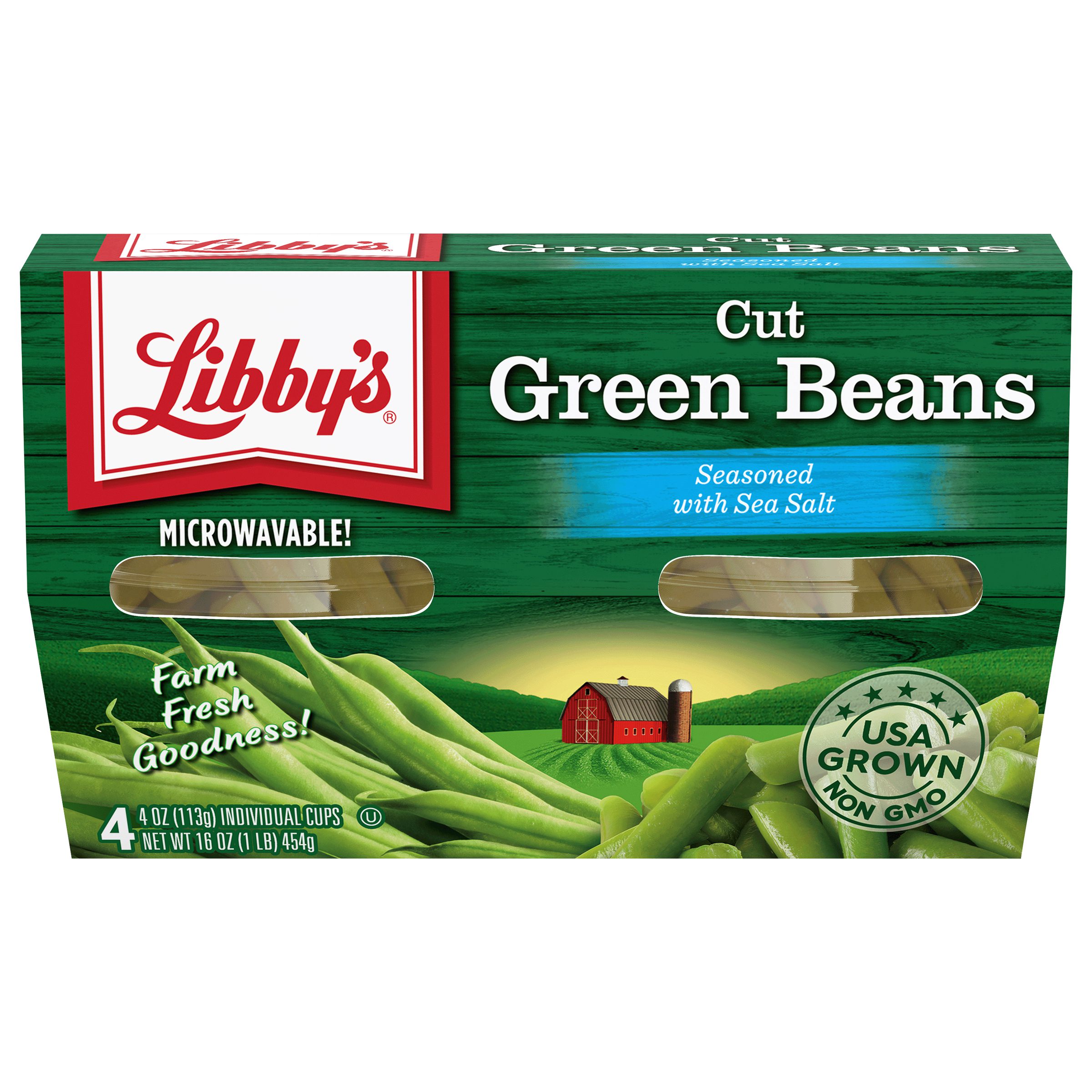 Cut Green Beans, 4 oz. Cups, 4-Pack