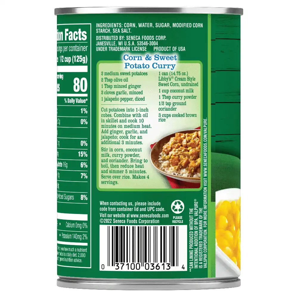 Cream Style Sweet Corn, 14.75 oz.