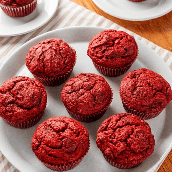Red Velvet Muffins made with canned beets