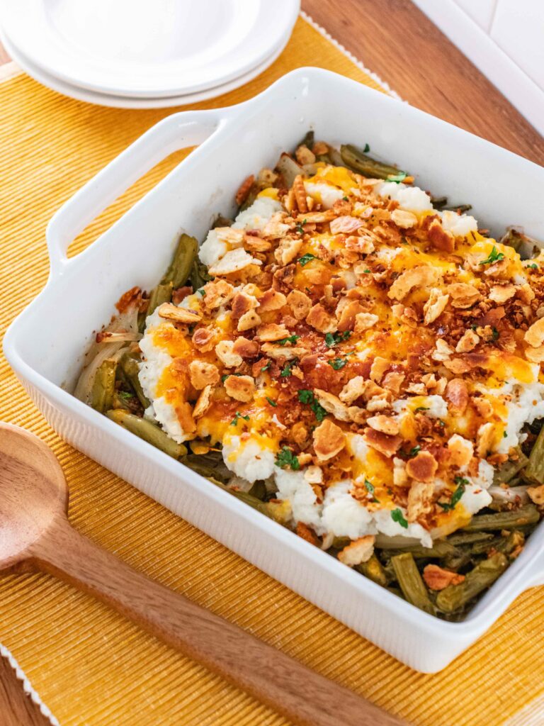 Green Bean and Cheesy Turnip Casserole