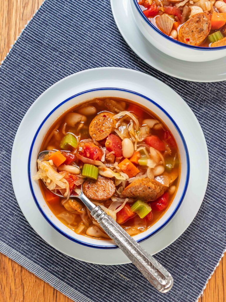 Hearty Kielbasa, White Bean & Sauerkraut Soup
