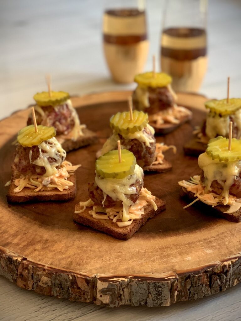 Reuben Meatball Canapés