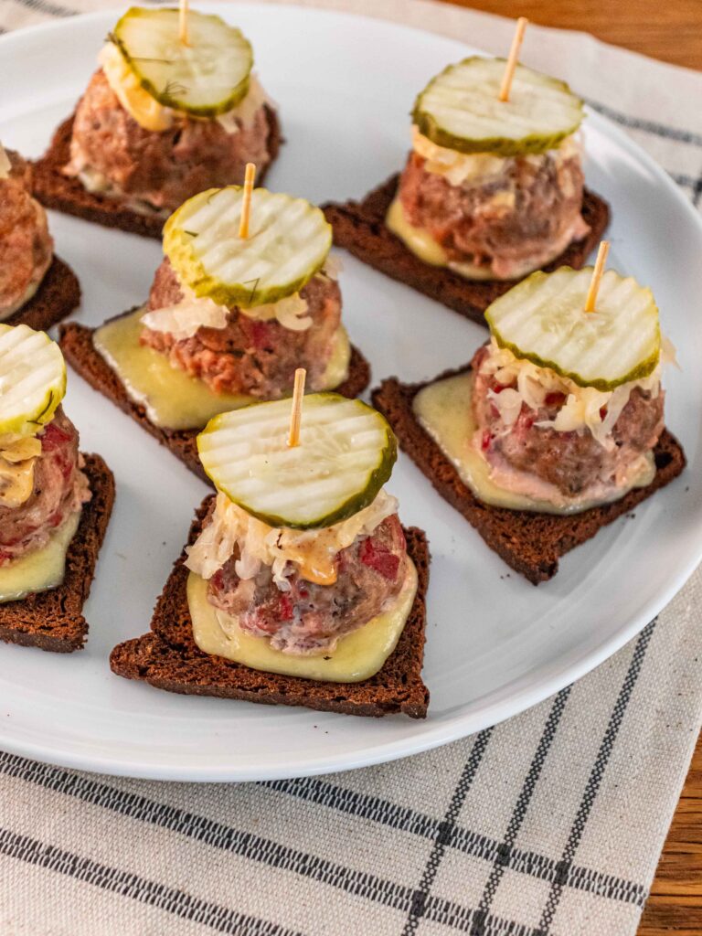 Reuben Meatball Canapés