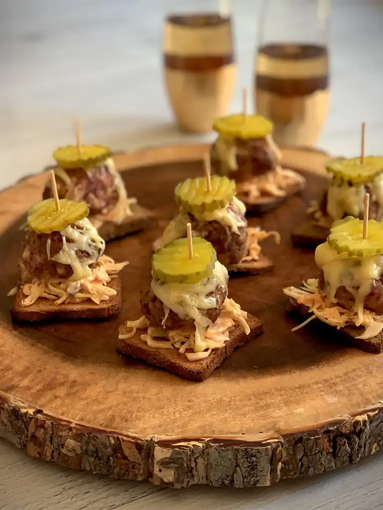 Reuben Meatball Canapés
