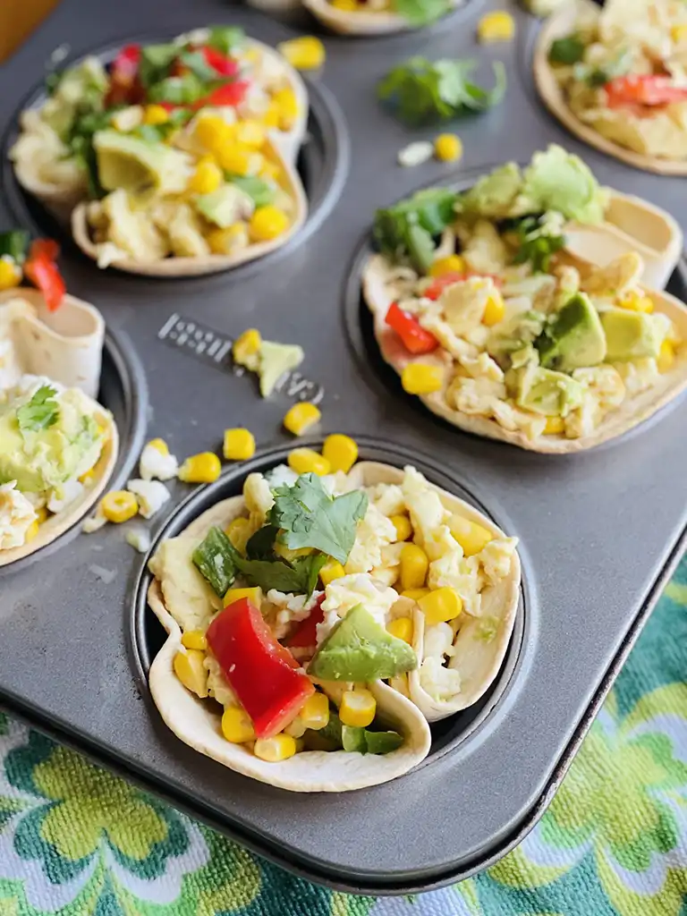 Scrambled Egg Breakfast Taco Cups